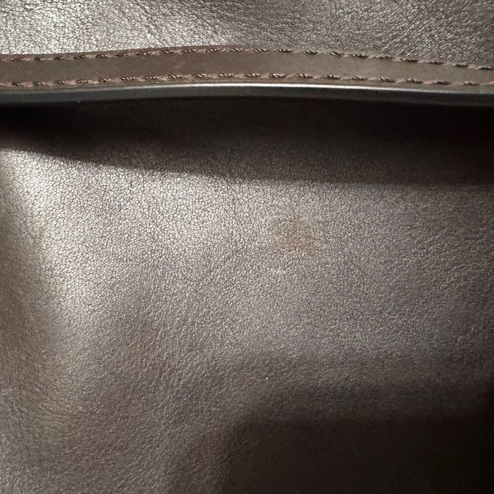 Frye Charlie Leather Tote Bag in dark brown with a structured top handle - Picture 9 of 9